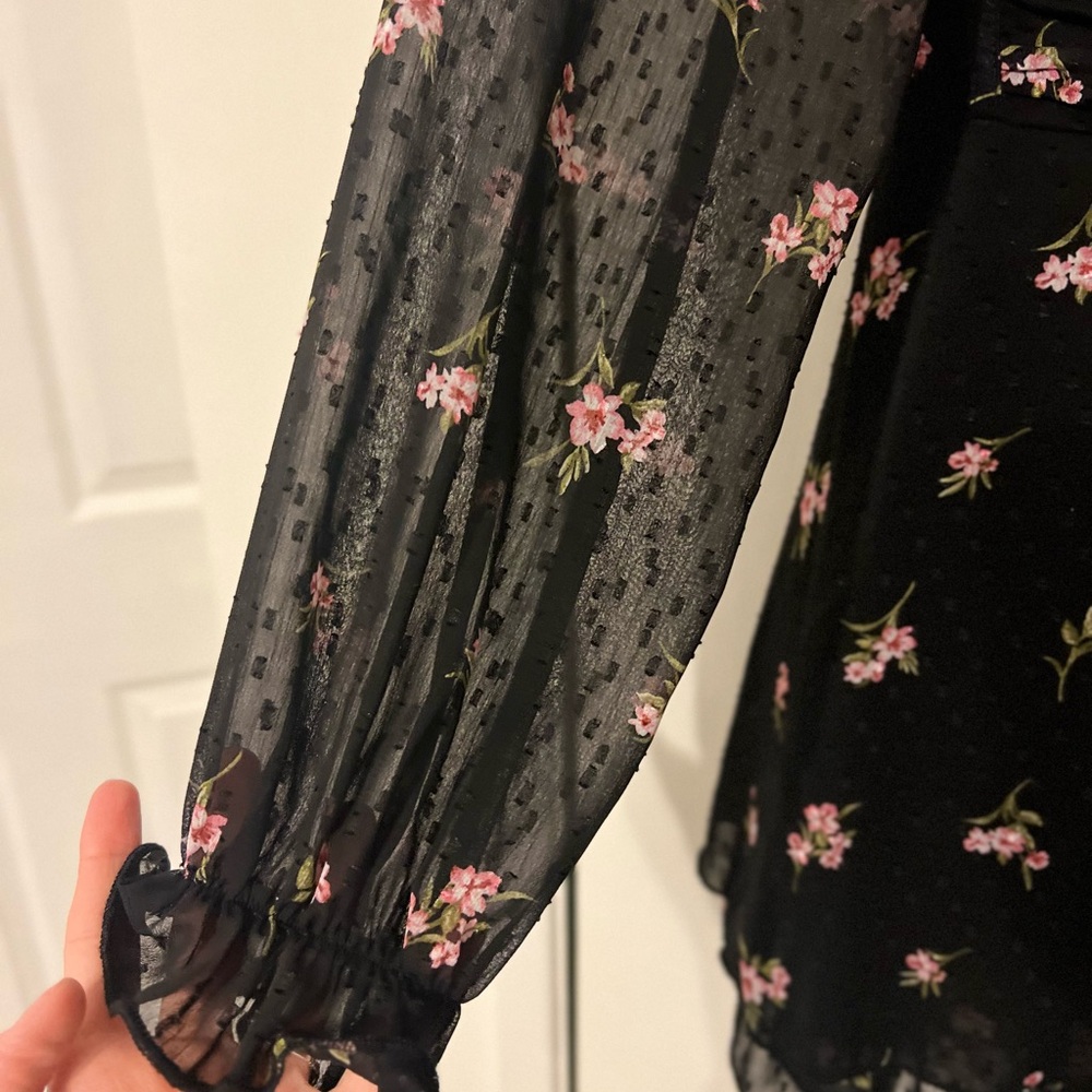 Floral Black Dress with Pink Accents. - Picture 2 of 5
